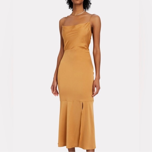 Intermix Paris Silk Cowl-Neck Midi Dress - Picture 3 of 9